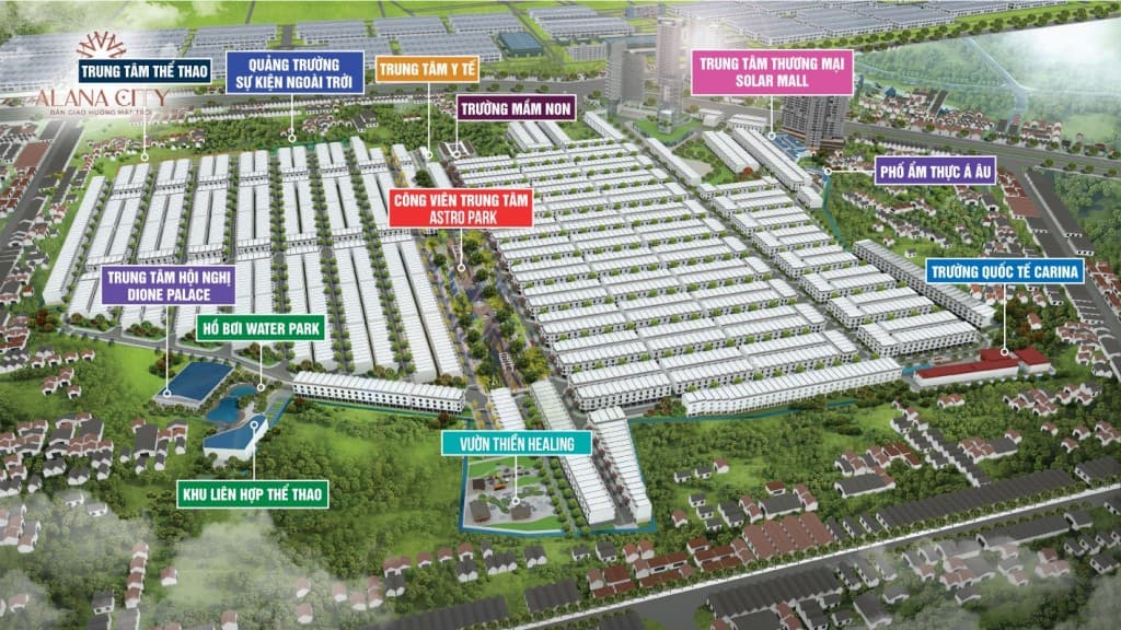 Quy hoạch tổng thể Alana City với hệ thống tiện ích đầy đủ. Ảnh: Phương Trường An Group